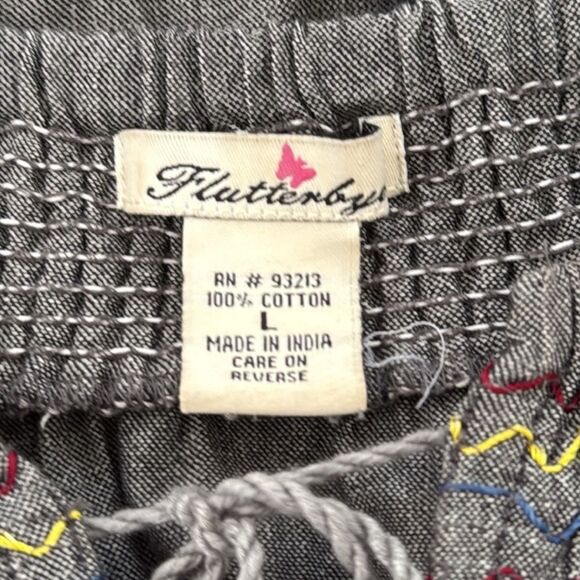 Flutterbye Gray Embroidered 100% cotton Tunic Top Size Large - Picture 8 of 8